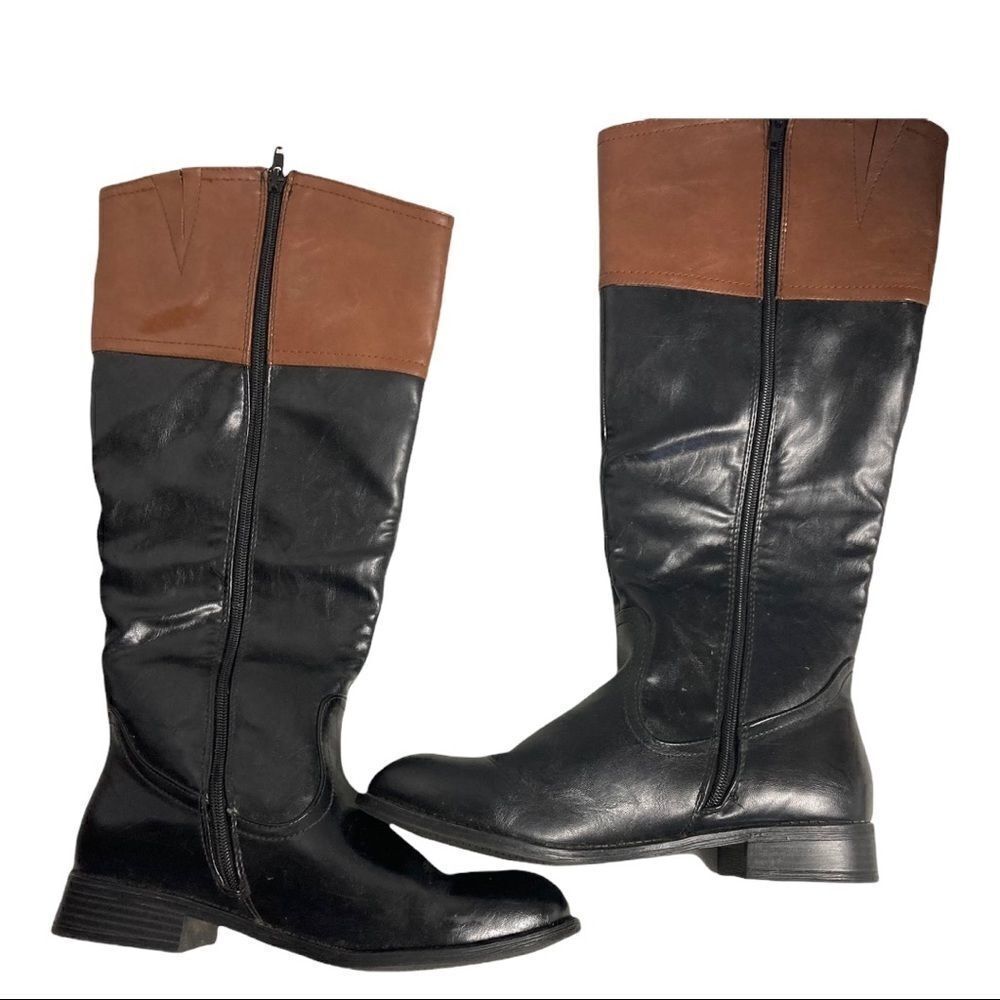 IT’S OK, Women’s Riding Boots, Black &‎ Brown, Size, 9M, All Man Made Materials
